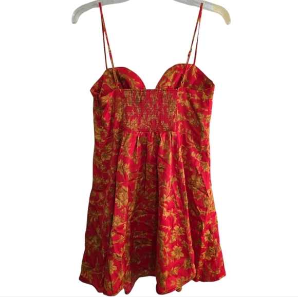 Urban Outfitters Orion Red Floral Bustier Mini Dress Print Large Corset Look - Picture 9 of 11